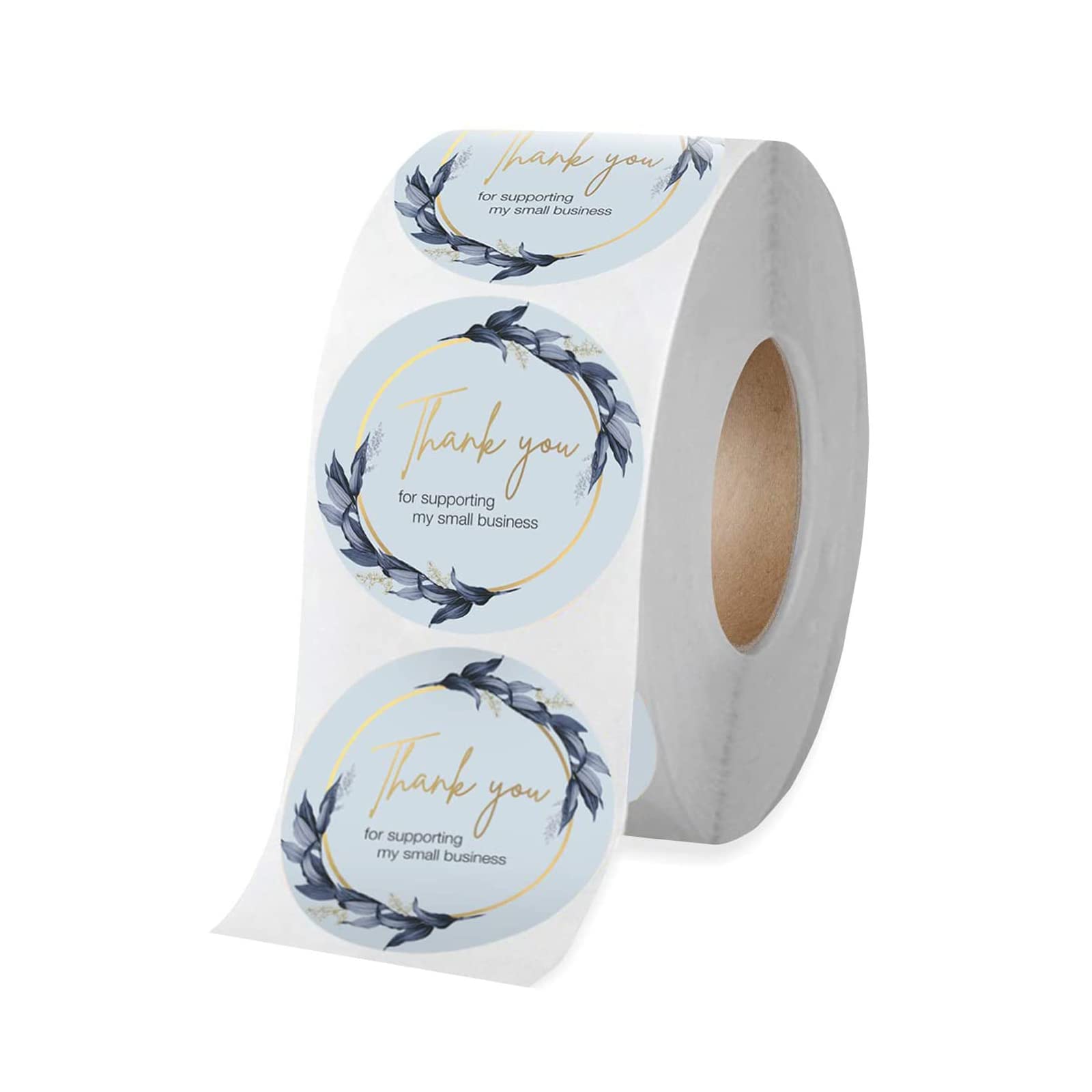 PengLAI Thank You Stickers,Business Thank You Labels Personalised Stickers 1.5 inch Round Blue Flower Bunch Design Stickers for Supporting My Small Business Envelope Greeting Cards (500 Pcs)