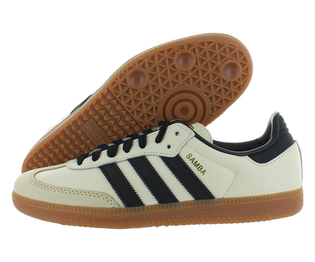 adidas Samba OG Womens Shoes Size 9, Color: Cream White/Core Black/Sand Strata/Khaki Image