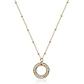 LOYATA Gold Pendant Necklaces for Women-Simple 14K Gold Round Circle Pendant Necklace Dainty Charm Necklace Jewelry Gifts for Women
