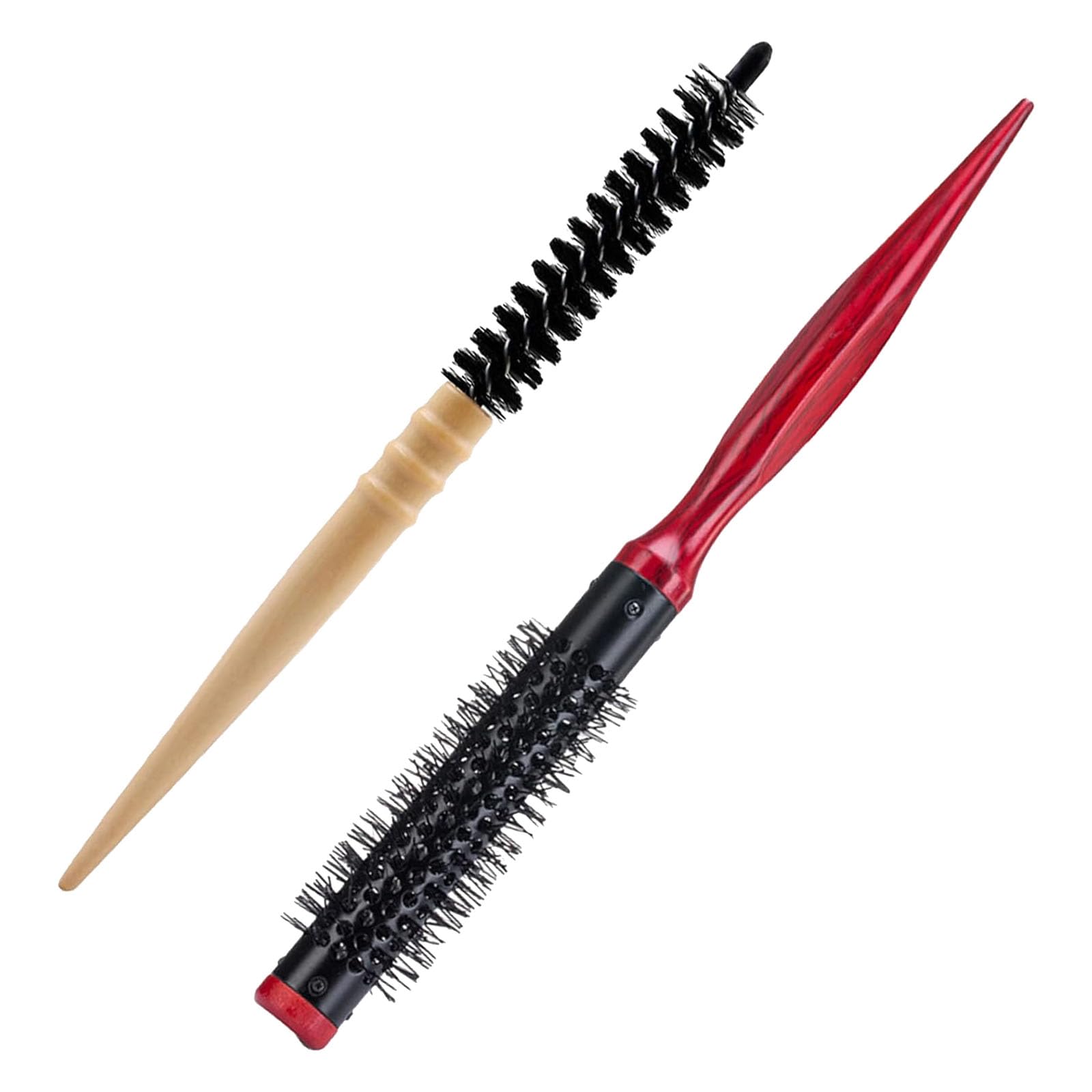2PCS Small Round Hair Brush,Small Round Brushes for Blow Drying,Portable Thin Hair Brush,Natural Wood Handle,Anti-static,for Men Women Straightening,Curling,Short Hair,Thin Hair