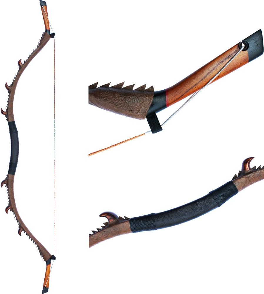 MAYARMS Traditional Handmade Longbow Recurve Bow Archery Bow Lanminated Bow Punk Style Color Brown