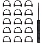 15pcs D-Rings Screw in Shackle Horseshoe U Shape D Ring Screw in Shackle Semicircle with Screwdriver DIY Leather Strap Craft Purse Replacement (Black)