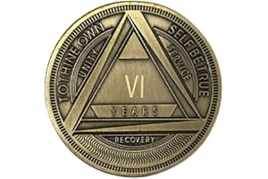MYRECOVERYSTORE AA Coin with Roman Numeral Alcoholics Anonymous (1-60 Years) Year 6