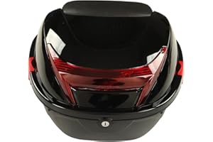 Klanata Large Black Motorcycle Rear Top Box, Waterproof and Lockable Storage Case for Motorbikes, Autocycle Tail Trunk