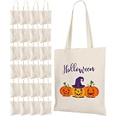 Lzerking 24 Pack Canvas Tote Bags Bulk (14x15 Inches, Natural Color) | Perfect for DIY projects (painting, sublimation, HTV, screen printing), 10oz fabric, Halloween bags, machine washable