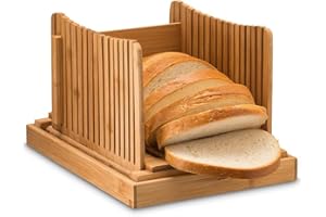 Bread Slicer for Homemade Foldable with 3 Adjustable Thickness Easy to Cutting Board Crumb Tray Baguette Challah Pumpernickel