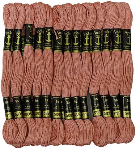 IBA Indianbeautifulart Cross Stitch Hand Embroidery Thread Stranded Cotton Craft Sewing Floss 25 Skeins-Dark Salmon