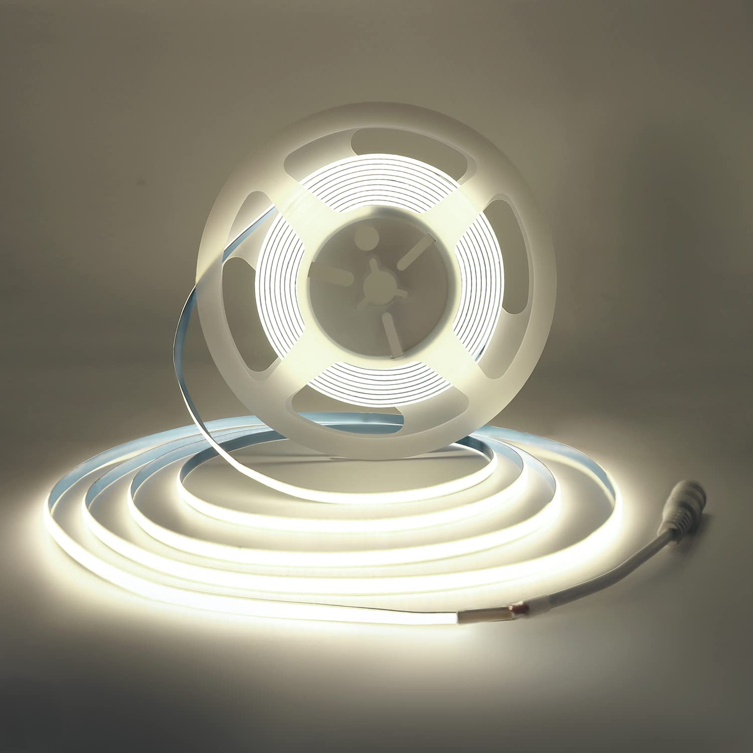 COB LED Strip Light 24V white 4000K 5m, Arote COB Led Lights LED tape 5mm width dimmable high density light DIY 384LEDs/m without Adapter IP20 for bedroom kitchen home interior decoration