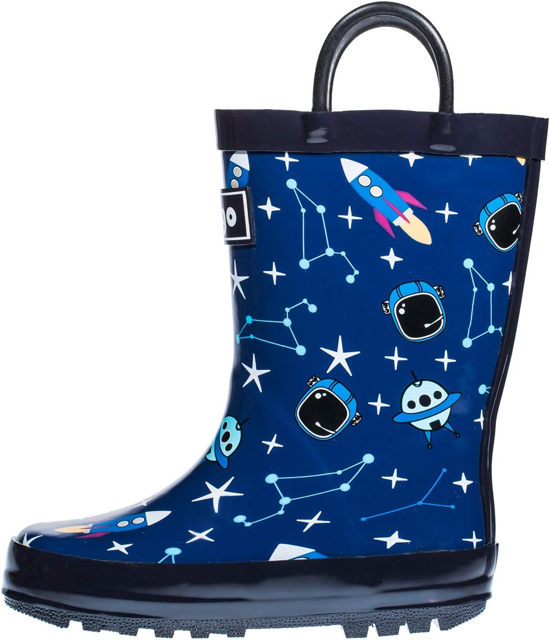 hibigo Children's Natural Rubber Rain Boots with Handles Easy for Little Kids & Toddler Boys, Pattern …