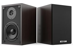 BESTISAN SR04F-01 Bookshelf Speakers with Bluetooth and Sub Out Port, Powered Stereo RCA Speakers for Turntables, Record Player, Desktop, TV, RCA Input, Pair