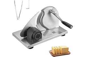 VEVOR Manual Bread Slicer, 0-0.6" Adjustable Thickness Cheese Cutter, Hand Cranked Slicer for Homemade Bread - with Serrated 