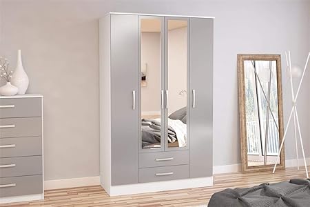 Nimbus Beds Lynx 4 Door 2 Drawer Robe With Mirror Black