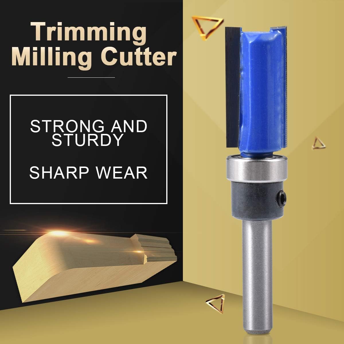 KATUR Woodworking Trimming Cutter Top Bearing Flush Trim Pattern Router Bit Milling Cutter Router Bit 1/4 Inch Shank with Alloy Blade Carbon Steel(1/4" Shank,1/2" Tooth width,25mm Tooth depth) - Image 5