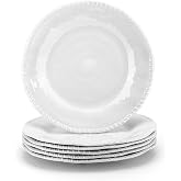 KOXIN-KARLU Melamine Plates, 11-inch Dinner Plates Dinnerware Dish, set of 6 White