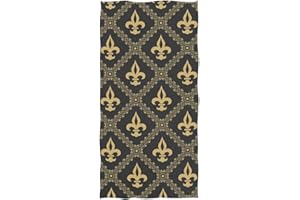 Naanle Golden Fleur De Lis Classical Pattern Soft Absorbent Guest Hand Towels Multipurpose for Bathroom, Hotel, Gym and Spa (16 x 30 Inches)