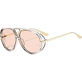 SevenColor Trendy Oversized Aviator Sunglasses for Women Men Retro Big Round Shield Sun Glasses Vintage Shades