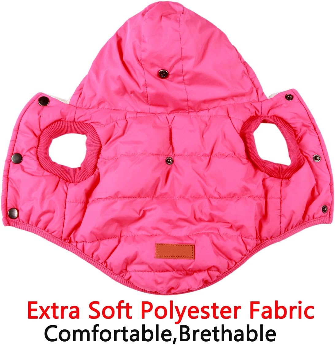 JoyDaog(Warm Fleece Lining) Dog Hoodie in Winter,Medium Dog Jacket doggie Coats with Hooded(Pink L), Large - Image 4