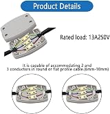 WUBAYI 4 Pcs 3 Terminal Electrical Junction Box 13 Amp 250V White view 3
