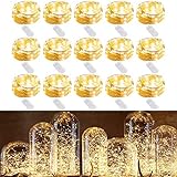 HOMELYLIFE 15 Pack Fairy Lights 7ft 20 LED Battery Operated String Lights Firefly Lights Waterproof Silver String Wire Lights for DIY, Wedding, Party, Christmas Decoration (Warm White)