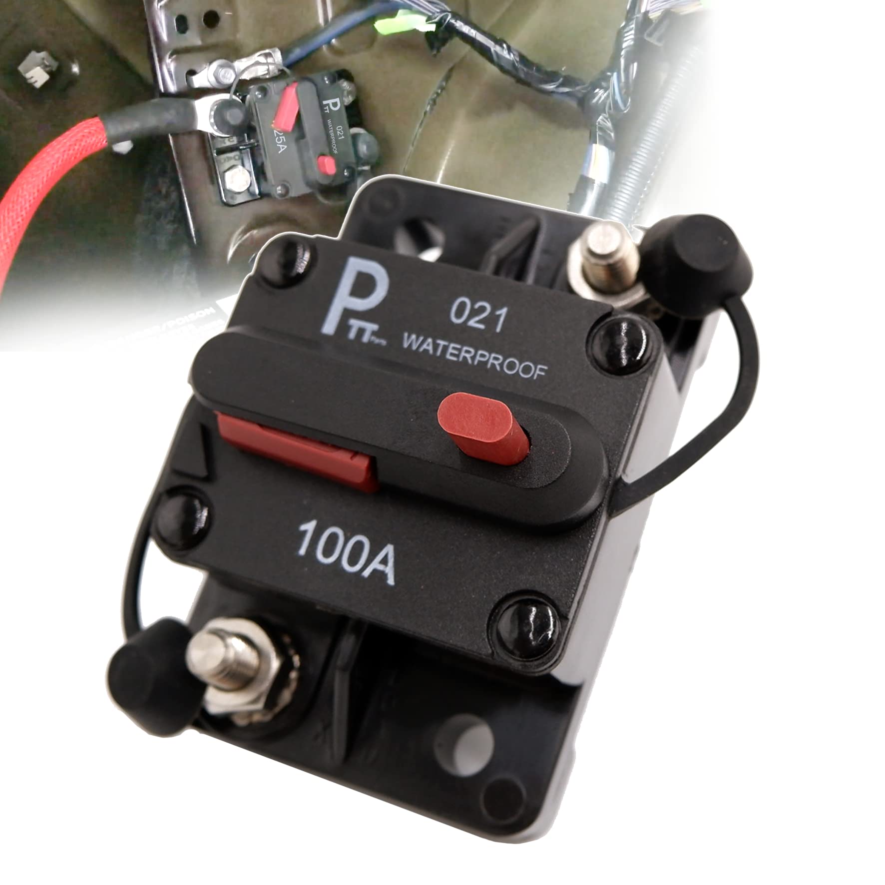 parts PTT Hi-Amp 1/4'' studs Circuit Breaker 100 Amp 12V 48VDC Waterproof IP67 Thermal Battery Switchable Power Reset Inline Fuse Holder Protection for Marin RV Caravan Trailer Troller Bus Heavy Truck