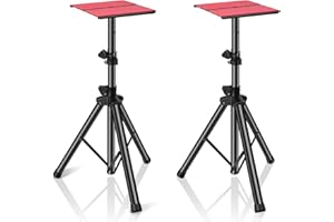 GZGDLJQ Studio Monitor Speaker Stands Pair, Universal Speaker Stand Height Adjustable from 31" to 51" Dual Tripod Stand Mount Kit for Bookshelf Monitor Rear Speakers