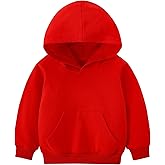 AIWUHE Toddler Unisex Hooded Sweatshirt Boys Girls Winter Casual Pocket Hoodie Autumn Solid Pullover Fall Clothes Red 6T 130