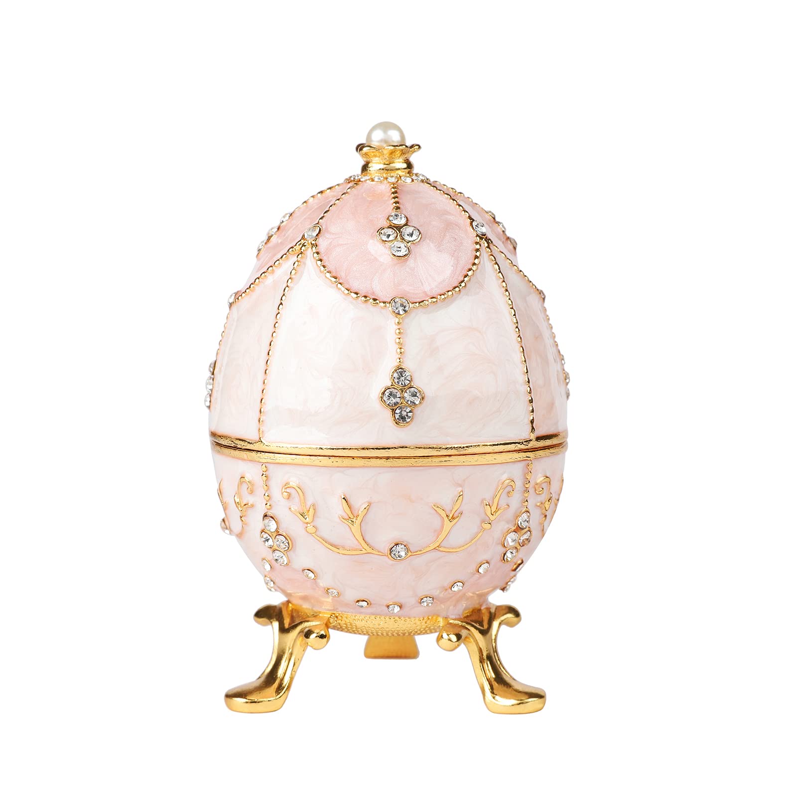 QIFU Hand Painted Easter Egg Figurine Trinket Box Hinged, Unique Gift for Family