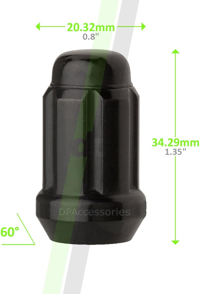 DPAccessories D5246P-2308/20 20 Black 12x1.5 Closed End Spline Tuner Lug Nuts for Aftermarket Wheels Wheel Lug Nut: Automotive