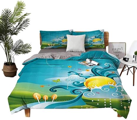 Juego de sábanas de 4 piezas para niñas, diseño abstracto, paisaje