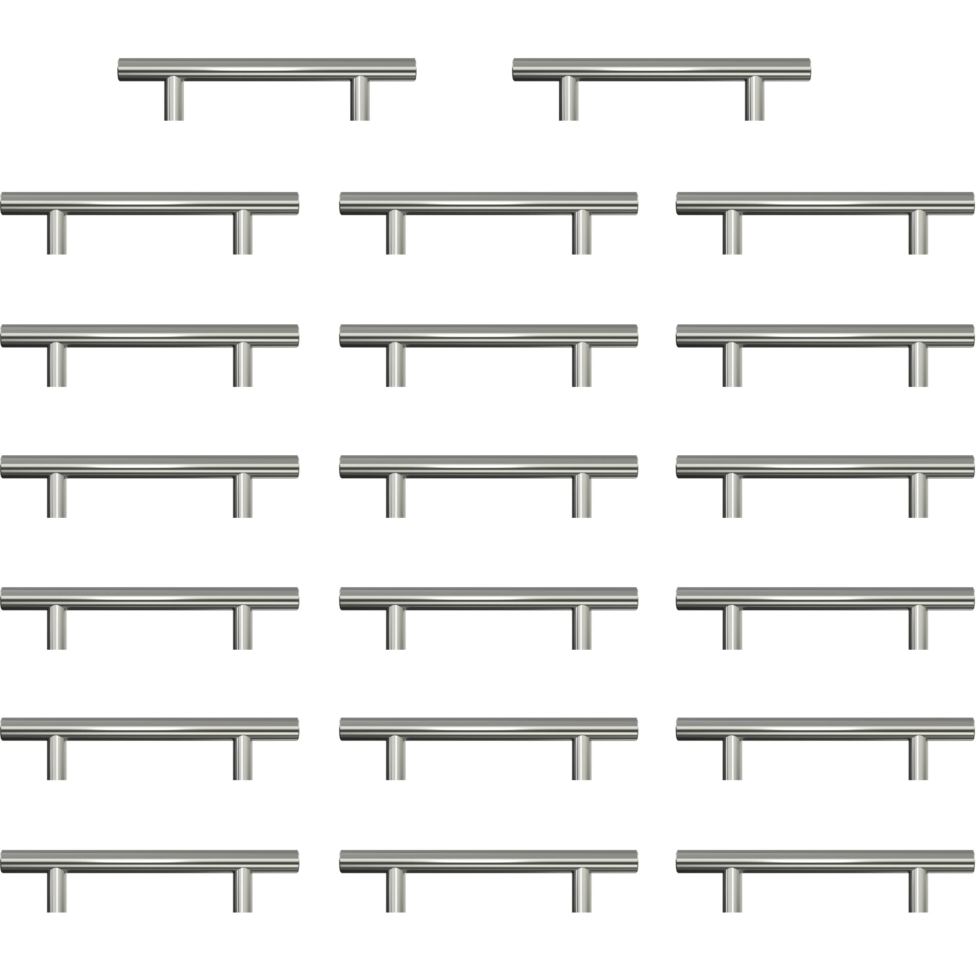 AwmnSrman Kitchen Cupboard Handles Silver 20 Pack 96 mm(3,78 inch) Hole Center, Brushed Finish Stainless Steel Installation of Holes