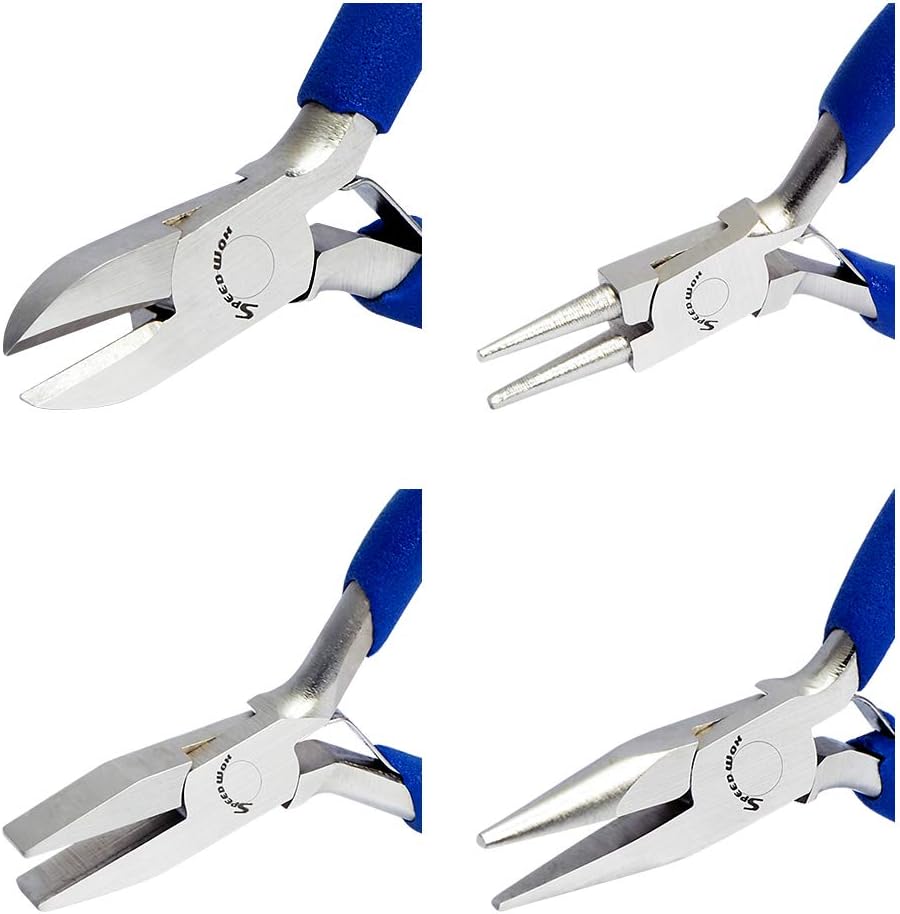 SPEEDWOX 3 Inches Jewelry Pliers Set Professional Beading Tools 4 Pcs Mini Chain Nose Pliers Round Nose Pliers Flat Nose Pliers Fine Diagonal Pliers Micro Precision Craft Repair Kit Small Size - Image 4