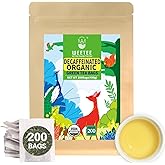 WT WEETEE Organic Decaf Green Tea Bags, Organic Green Tea 200 Count | CO2-Decaffeinated | Super Antioxidant | Resealable Kraft Bag