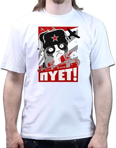Amazon Com Grumpy Cat Russian Fps Niet No T Shirt White 3x Large