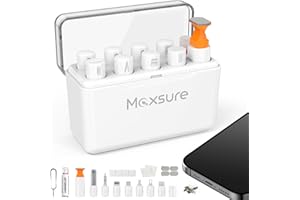 MAXSURE 12 in 1 iPhone Cleaning Kit, Airpods Cleaning Kit, iPad/Phone Charging Port Cleaner Repair & Restore Tool,Multi Cleaner Tool Kit for USB C Port/Lightning Cables, Fix Unreliable Charging,White