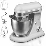 Geek Chef Electric Stand Mixer, 4.8QT 12 Speeds Tilt-head Food Mixer with Dough Hook, Whisk, Beater, Bowl, Rotary Knob for Home Kitchen Use, Gray