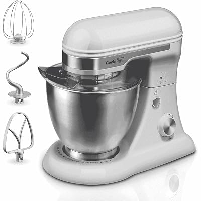 Geek Chef Electric Stand Mixer, 4.8QT 12 Speeds Tilt-head Food Mixer with Dough Hook, Whisk, Beater, Bowl, Rotary Knob for Home Kitchen Use, Gray