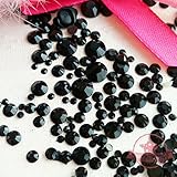 200 pcs 2mm -10mm Jet Black resin faux round Pearls Flatback Mix Size Cabochon *ship with FREE GIFT from GreatDeal68*