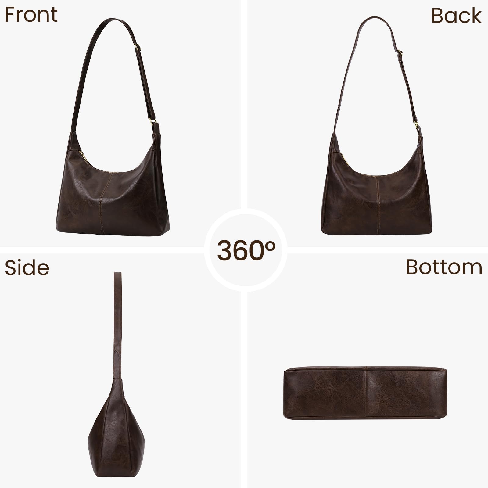 Slouchy Hobo Bags for Women,Brown Leather Shoulder Bag Everyday Purse Daily Commuting Bag Fall Handbags 2025