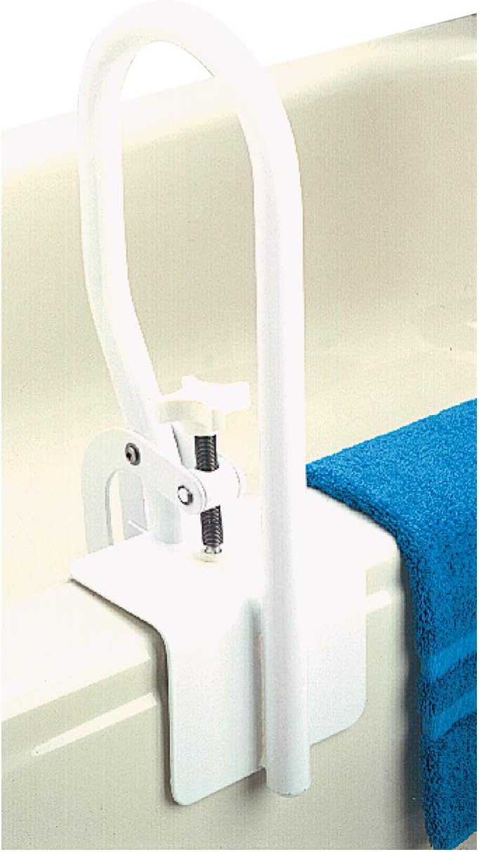 Carex White Bathtub Rail - Grab Bars for Bathroom, Bathtubs & Showers - Side Hand Grip Railing & Support - Shower Handle & Bath Tub Bar Clamps for Seniors & Elderly: Health & Personal Care