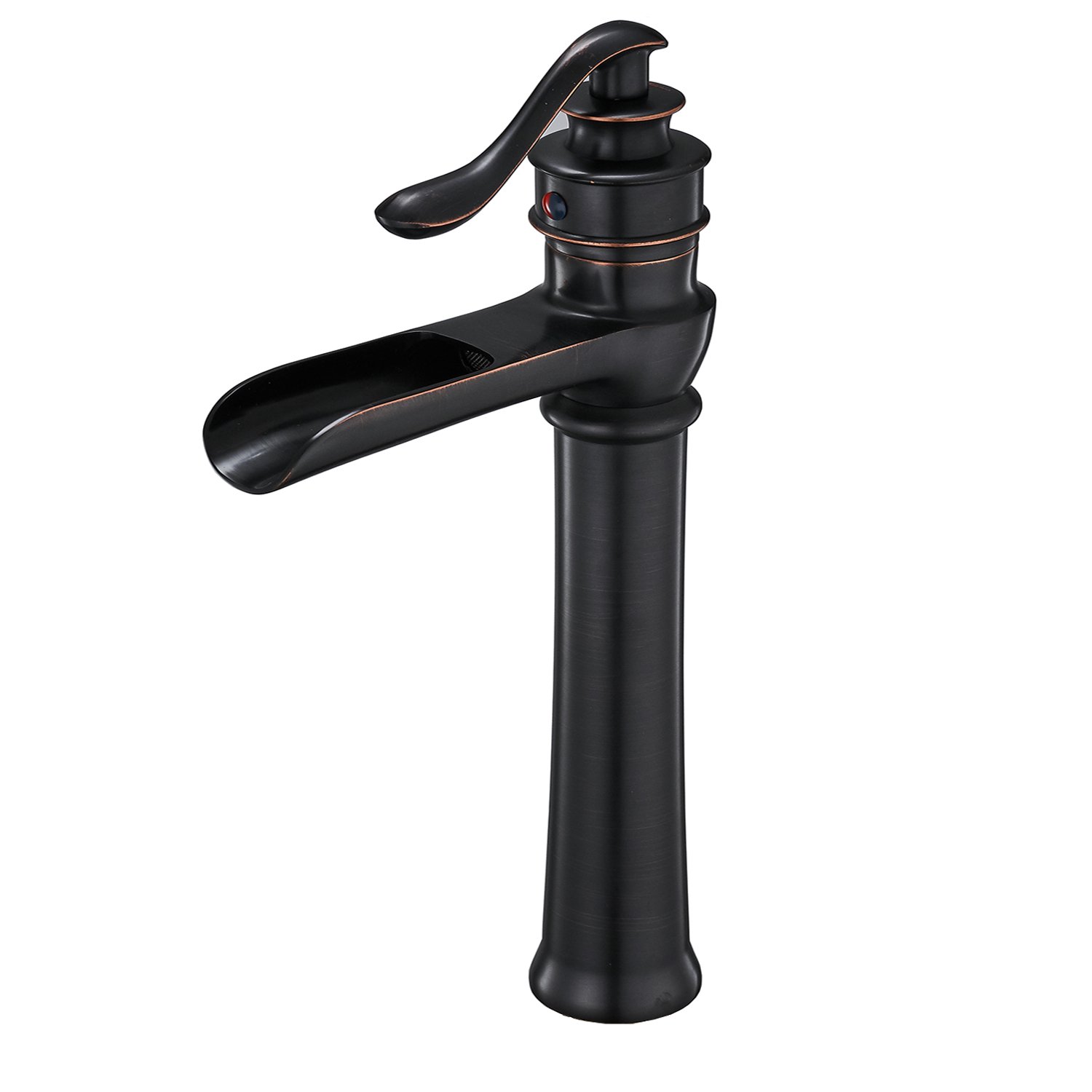 BWE Commercial Waterfall Bathroom Vessel Sink Faucet Single Handle One Hole Lavatory Oil Rubbed Bronze Tall Body