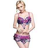 ROYAL SMEELA Belly Dance Costume Set for Women Professional Beaded Tassel Carnival Bra and Belt Sexy Women Bra Belt 2 Colors