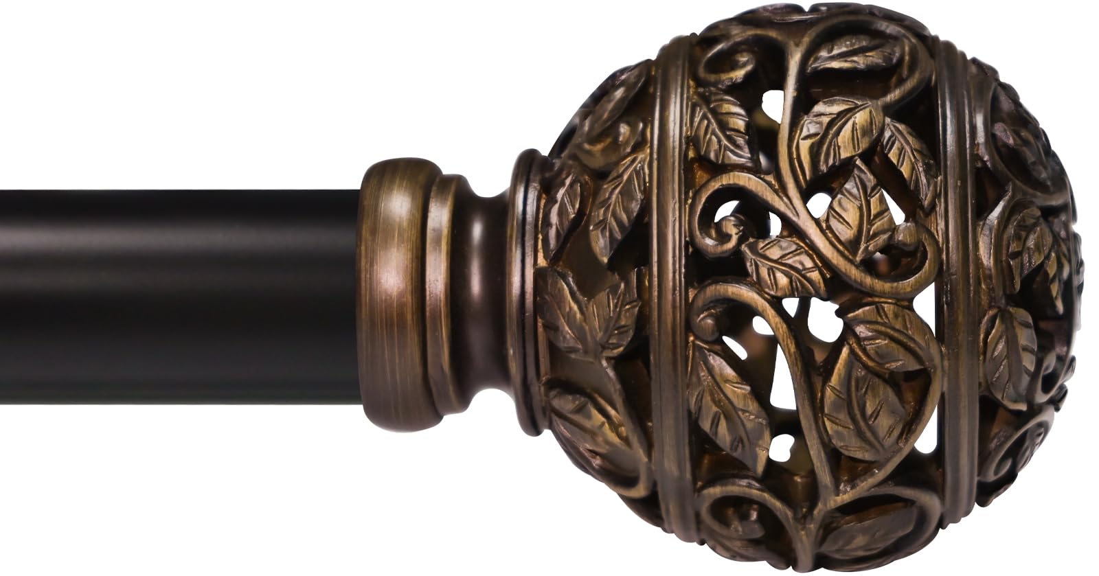 Photo 1 of ( 1 missing ball)_Curtain Rods For Windows 66 to 120 Inches, 1 Inch Heavy-Duty Adjustable Decorative Curtain Rods With Branches Leaves Hollow Finials For Bedrooms and Living Rooms In Farmhouses. Brown