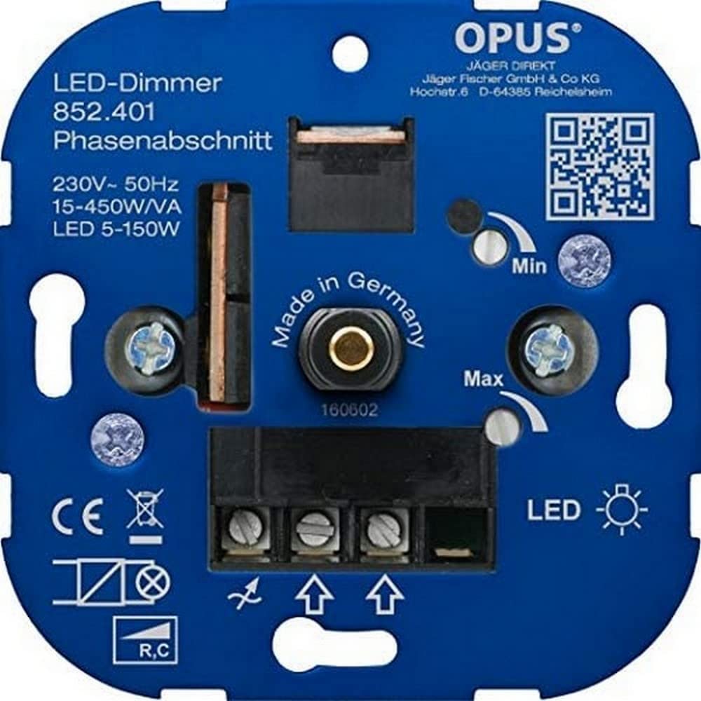OPUS® Rotary Dimmer for LED and Energy-Saving Bulbs Version Phase Control Watt 15-450 VA/LED 5-150 W