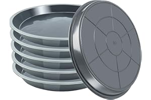 FUIJOL 6 Pack Grey Plant Suacer 4 6 8 10 12 14 16 18 20 Inch, Durable Plant Drip Trays Saucers for Pots, No Holes Water Catcher Trays for Indoor Outdoor Planter, Sturdy Base Plate (4", Grey)