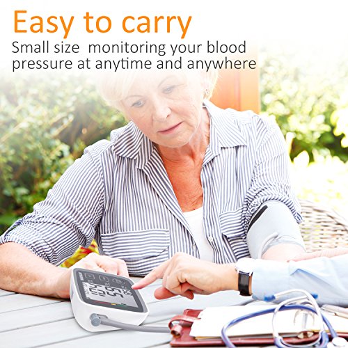 WARMLIFE Accurate Automatic Upper Arm Blood Pressure Monitor Digital BP Machine Pulse Rate Monitoring Meter with 8.8-14.1in Cuff Kit,180 Records Two Users,Display&Talking Wire/Wireless– FDA Approved