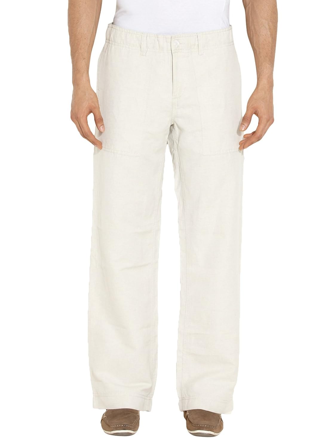 Buy UCB Men Linen Beige Trousers at Amazon.in