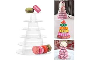 Xugoox 6 Tiers Macaron Round Tower Plastic Cupcake Dessert Display Stand Cookie Tray Rack Macaroon Holder Round Stackable Pas