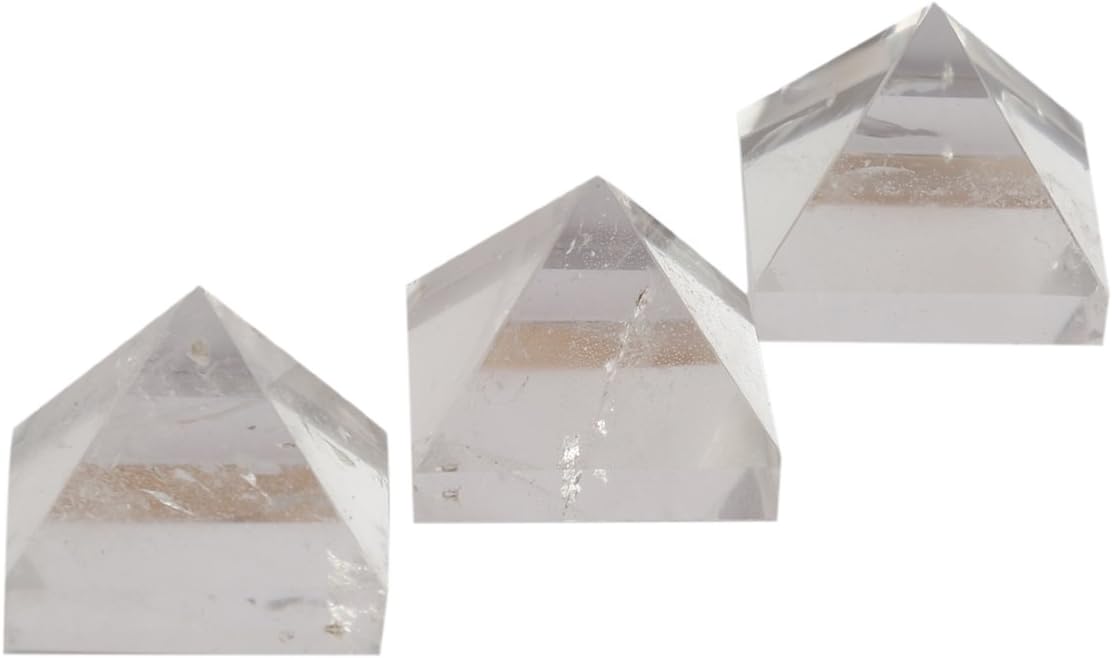 Aatm Gemstone Crystal Pyramid EMF Protection Chakra Healing Meditation (Set of 3 and Size - 1 and 1 Inches)