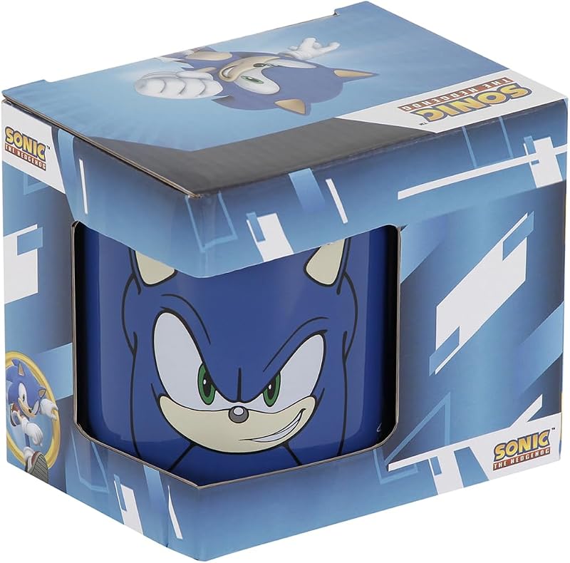 Sega-Sonic Face-Taza, Azul, 13 x 9.5 cm
