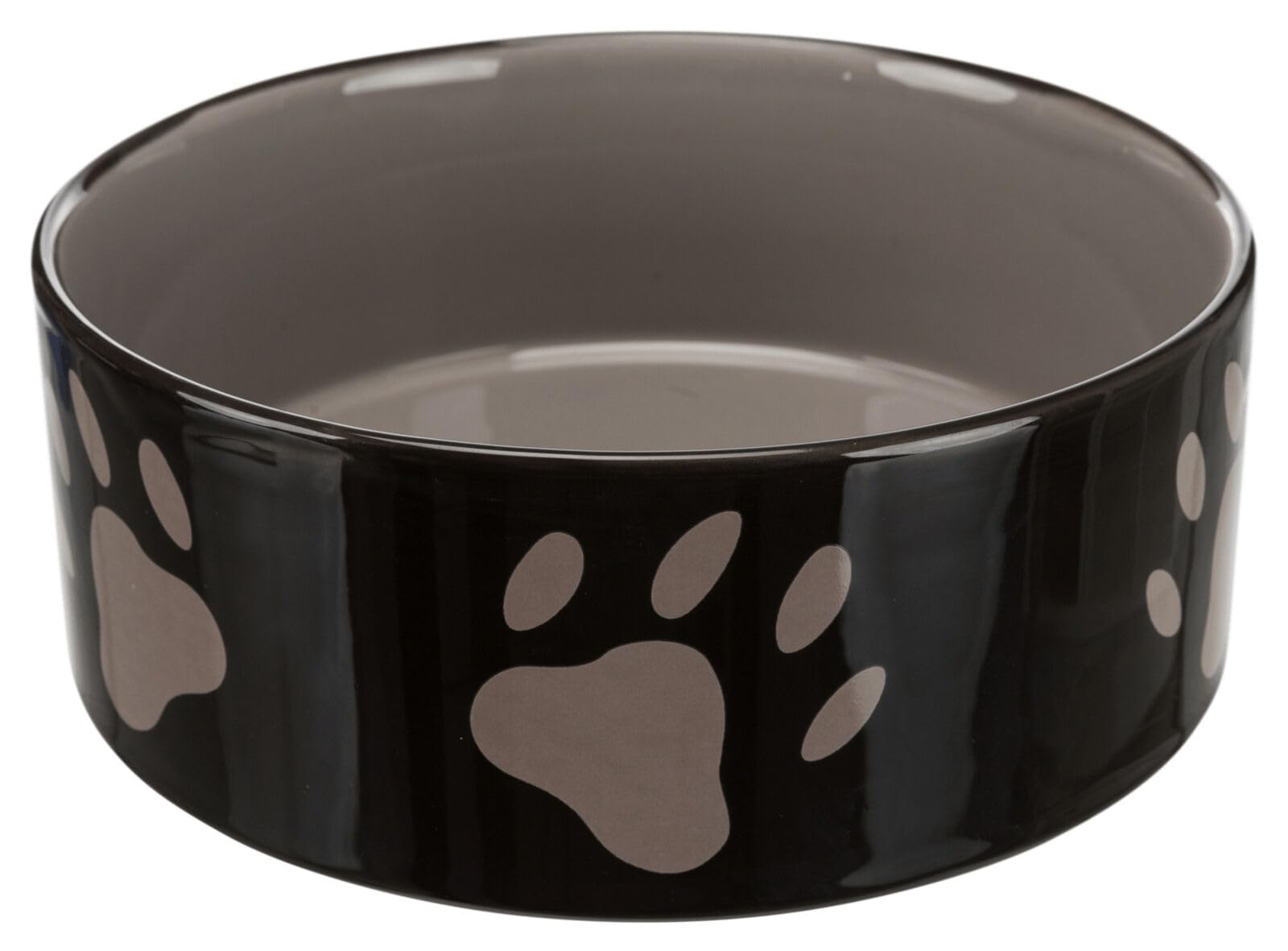 Trixie Ceramic Bowl with Paw Prints for Dogs, 1.4 Litre/20cm, Assorted color (brown or taupe)